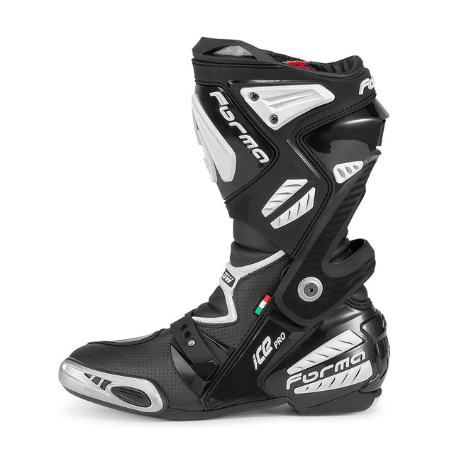 Forma motorcycle boots ice pro black white main global customer service warranty new products factory racing riding gear tech summer alpine