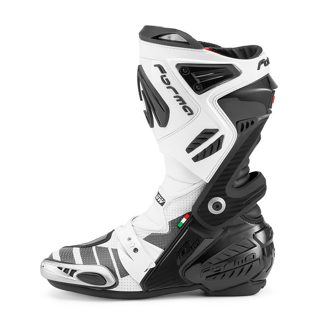 Forma ice pro boots motorcycle flow racing white black footwear best motoamerica motogp gear tech track street road alpine home main support 