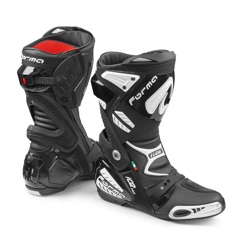 Forma ice pro boots flow motorcycle black footwear motogp gear tech track street road alpine home main support 