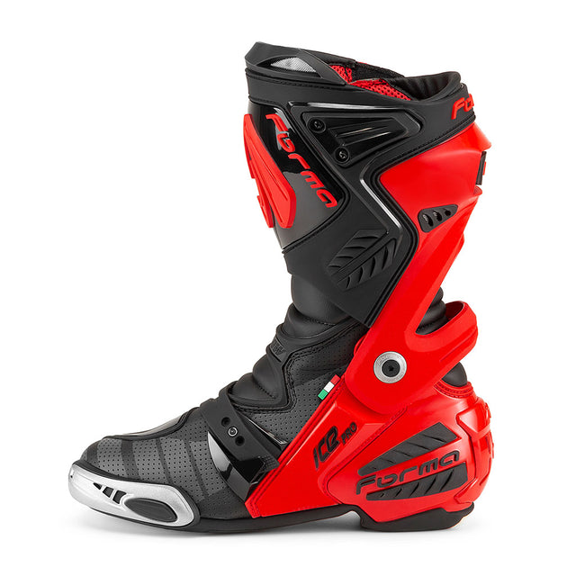 Forma motorcycle boots ice pro flow red black side view racing motogp best gear comfort size alpine gp tech 