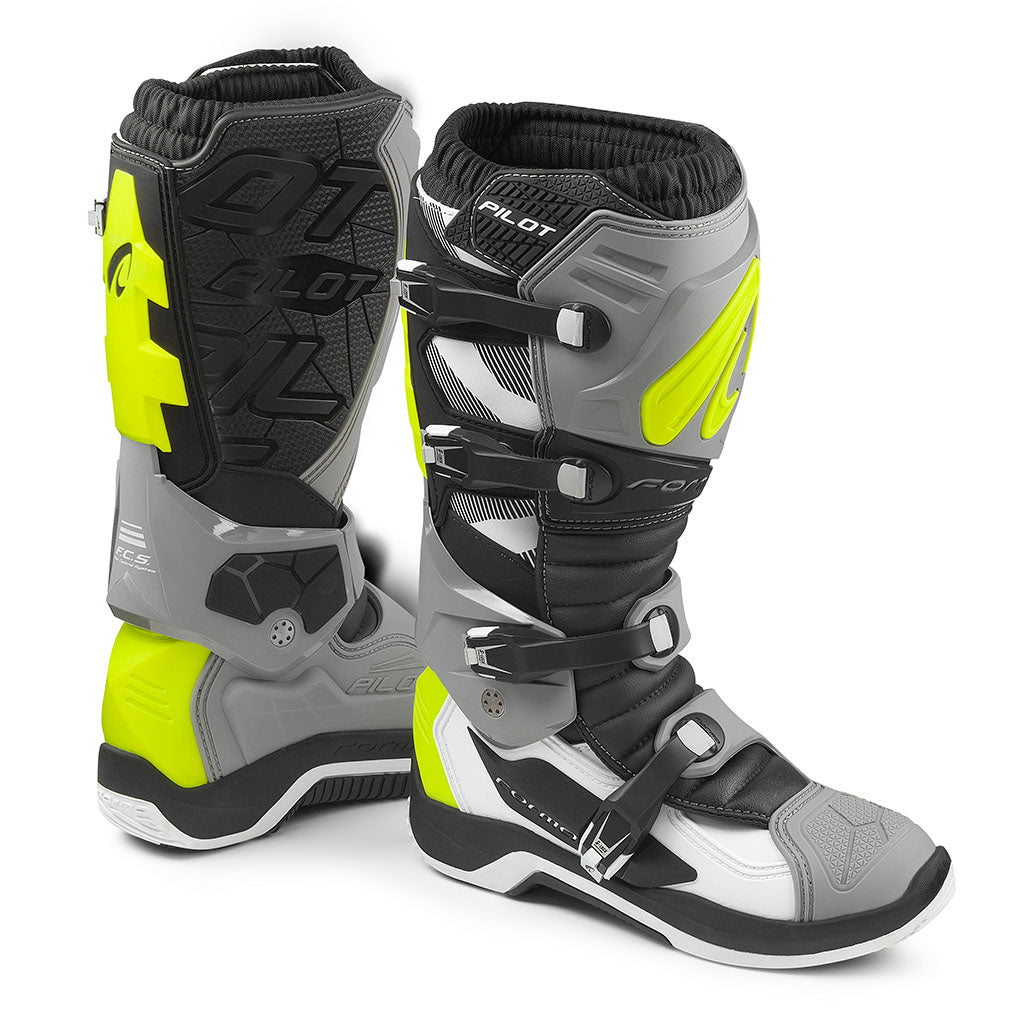motocross boots | Forma Pilot offroad motocycle boots gray white